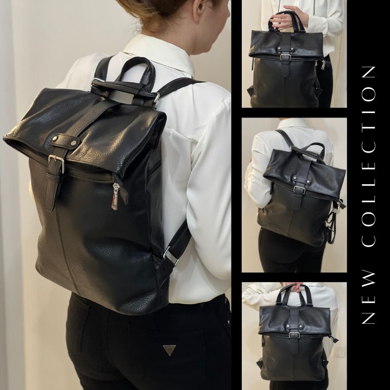 rucsac negru de dama din piele